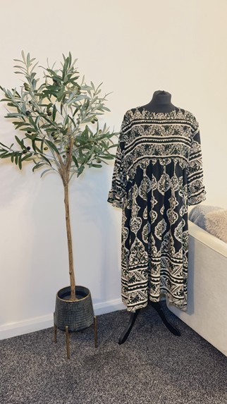 Black & Ivory Bohemian Print Dress