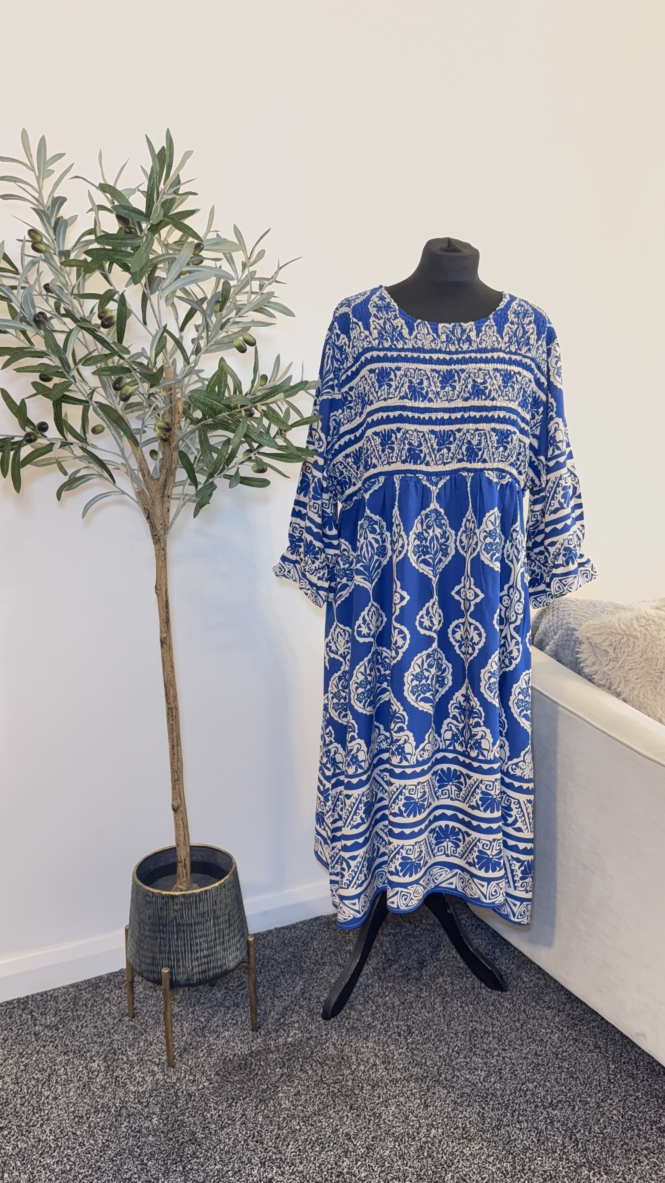 Bohemian Print Dress Blue/Black/Green